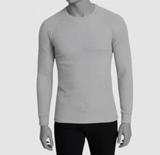 Sun + Stone Men Gray Long-Sleeve Crewneck Thermal Waffle-Knit T-Shirt Size XXL