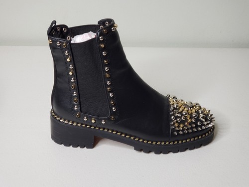 Christian Louboutin Chasse A Clou Black Leather Boots Metal Studs EU 37 US 7 UK4 - Bild 5 von 14