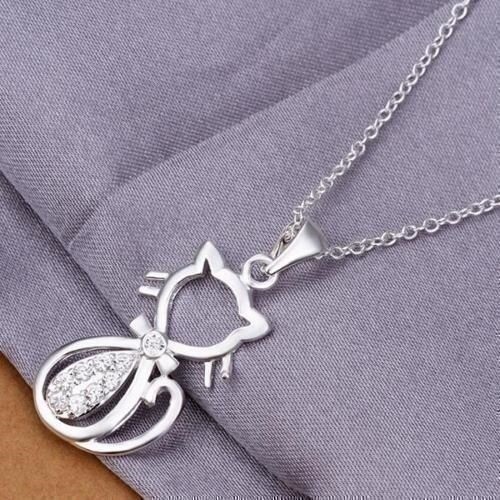 Silver Plated Cat Charm Necklace - Proceeds go to Animal Rescue - Imagen 1 de 2