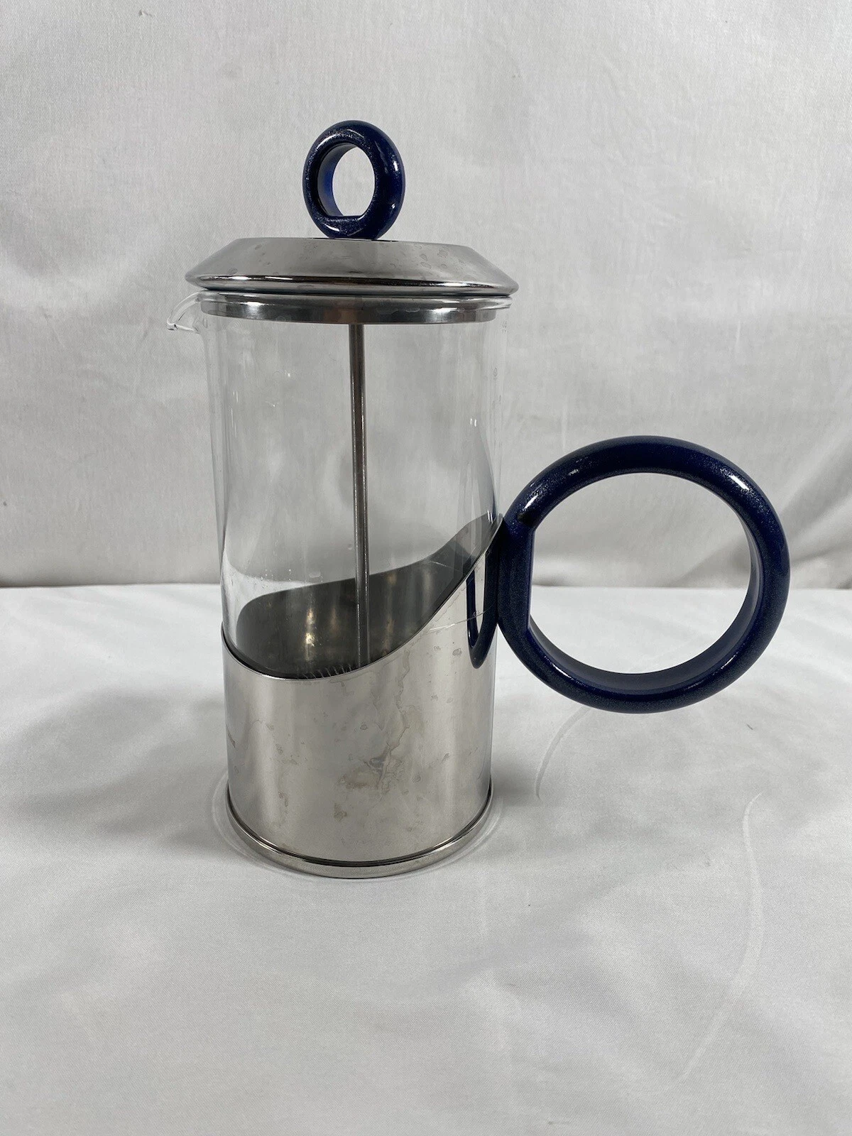 Rare Carlo Giannini Italy by Flavio Sambinelli French Press Coffee Blue Handle