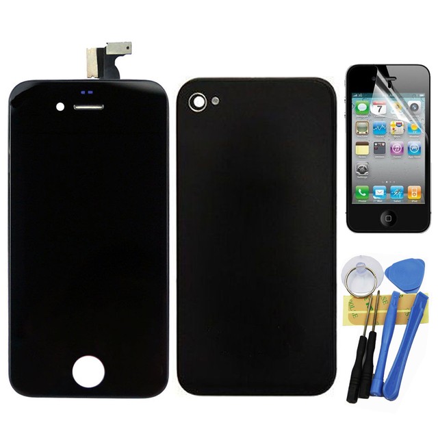 LCD Touch Screen Glass Digitizer+Back Cover Assembly for iphone 4S Black + Tools
