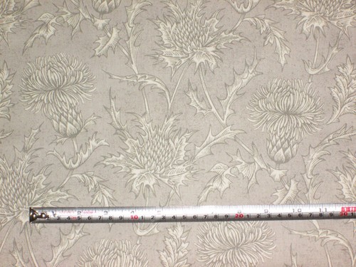'Carlina' Leinen beige, iLiv Botaniker Distel bedruckt 100 % Baumwollstoff, 0,6+ mt