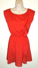 I Love H81 Women Medium Fit & Flare Dress Red Asymmetrical Side Flare Open Back