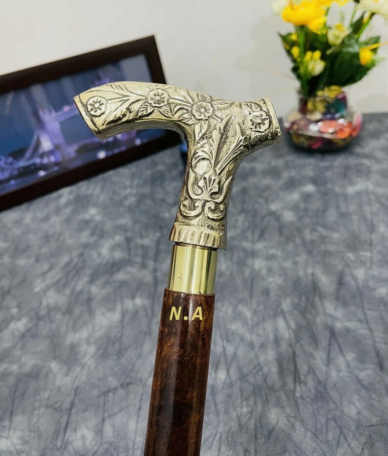 Antique Elegant Solid Brass Handle Victorian Hand… - image 1