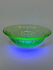 Vintage Vaseline Glass Serving Bowl Federal Glass Green Colonial Fluted Rope 8"D