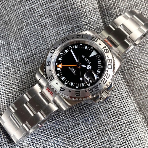 Black/White Dial 40mm Sapphire Automatic Men's Watch GMT Date Cyclops Dual Time - Picture 6 of 23