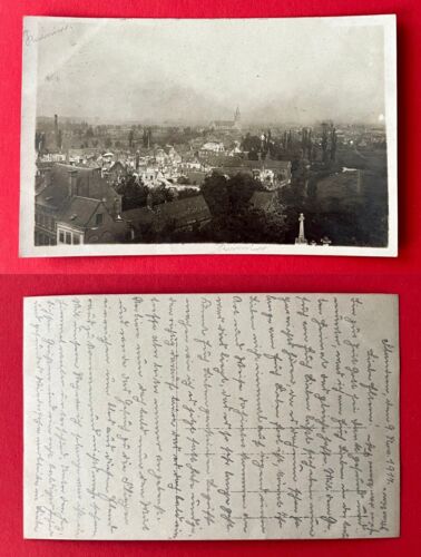 Militär Foto AK 1. WK 1917 Flandern Blick über zerstörte Ortschaft ( 154455