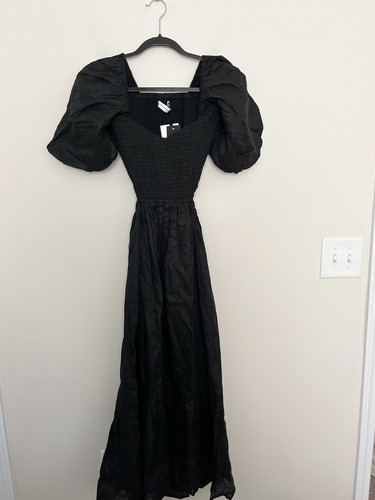 NEW Faithful the Brand BLOOM MIDI DRESSPLAIN BLACK Cut Out XS US 2 - Picture 11 of 11