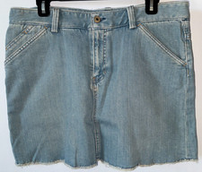 vtg Y2K GAP Stretch light wash denim mini skirt womens 14 single stitch raw hem