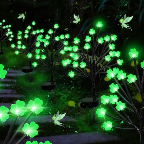 St Patrick's Day Decorations Solar Shamrock Stake Lights Outdoor 40LED 2PACKS