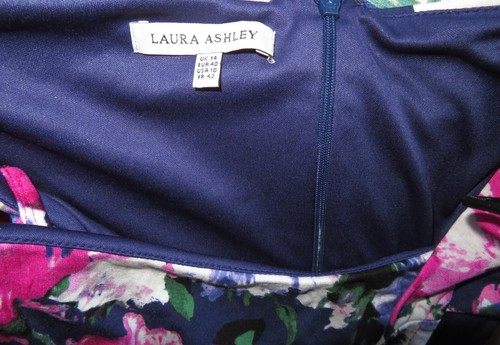 ✿Ladies LAURA ASHLEY navy/pink stretch floral print lined dress size 14✿ - Picture 4 of 4