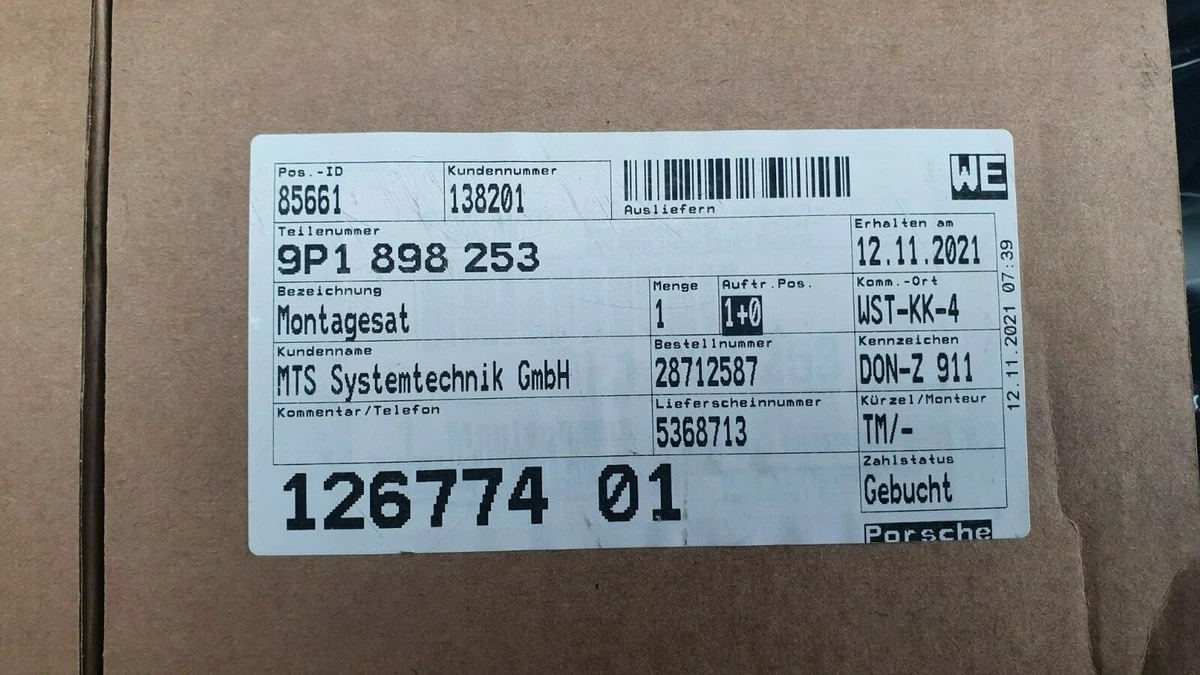 Original Porsche Montagesatz 9P1898253 | eBay