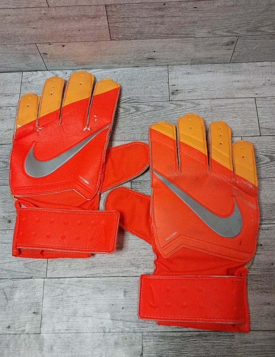 NIKE GK Orange Black Silver White Goalkeeper Gloves Size - Main Image