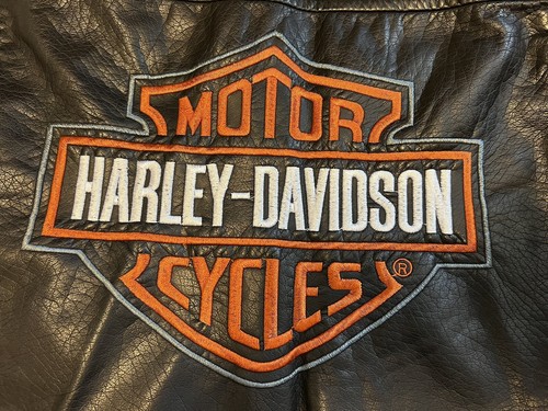 Kids HARLEY DAVIDSON Size 8/10 Black Faux Leather Snap Embroidered Vest - Picture 8 of 8
