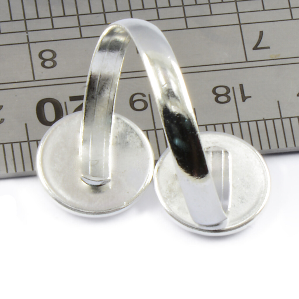 2pcs 2Bezel Jewelry Making Ring Blanks Base Settings 12mm Silver White