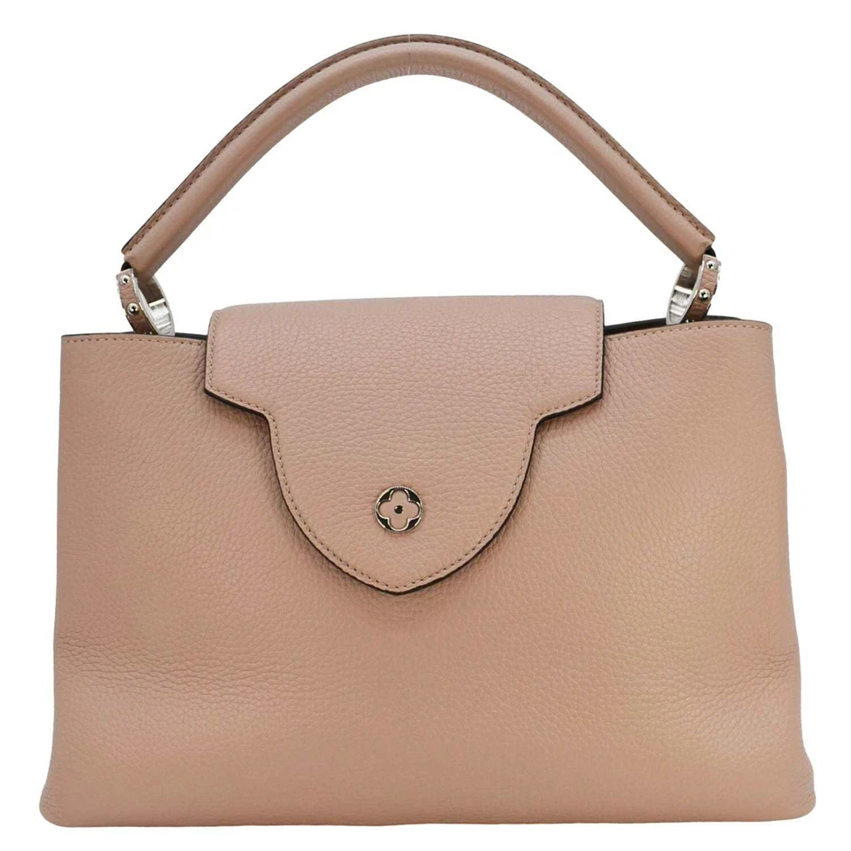 LOUIS VUITTON Capucines MM Taurillon Leather Satchel Bag Pink