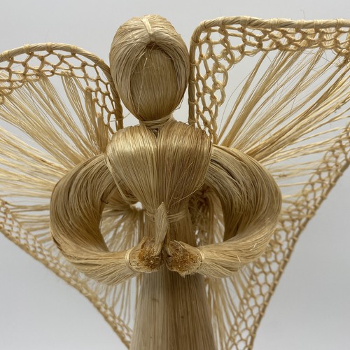 Vintage Corn Husk Straw Praying Winged Angel Christmas Tree Topper Everyday - 第 3/11 張圖片