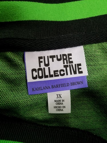 Top a righe Future Collective Kahlana Barfield marrone L/S verde nero taglia 3X - Foto 6 di 7
