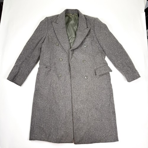 Vintage American Male Wool OverCoat Jacket Gray Green Buttons 42 Retro 60s USA