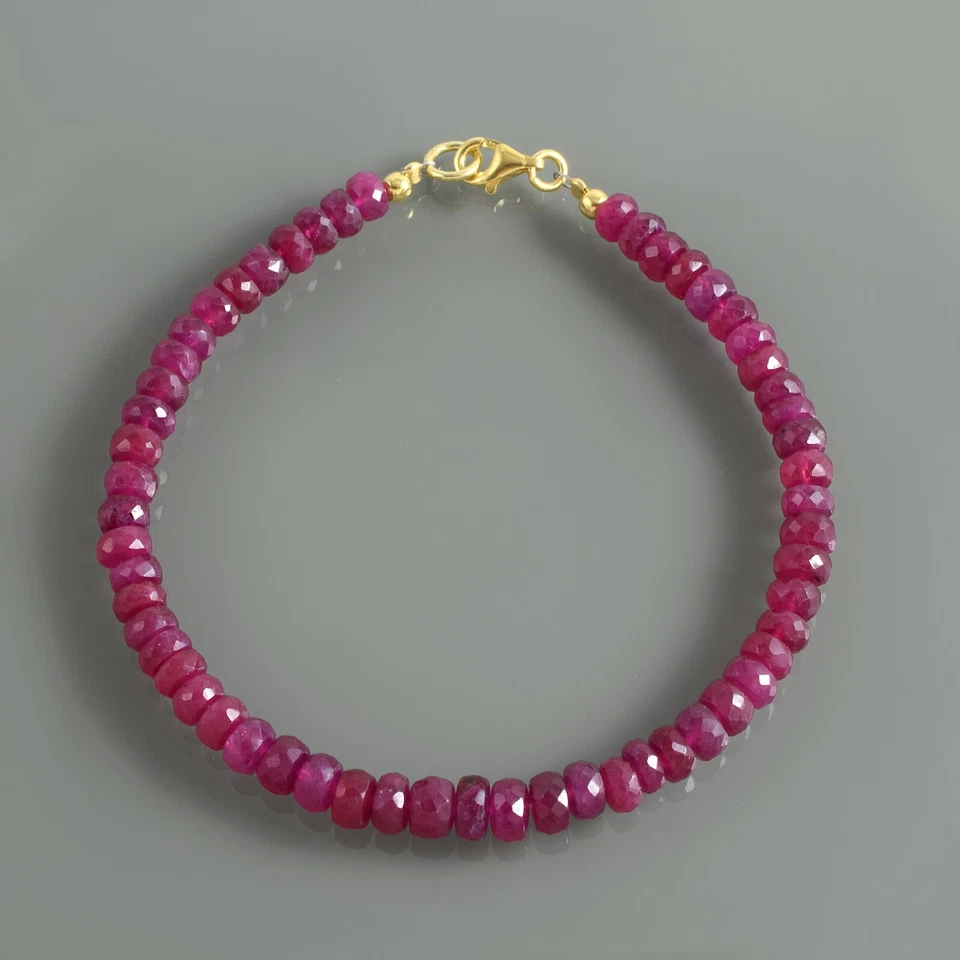 Top Quality Ruby 5mm Beads Exquisite Handmade July Birthstone Bracelet - Image 2 of 4