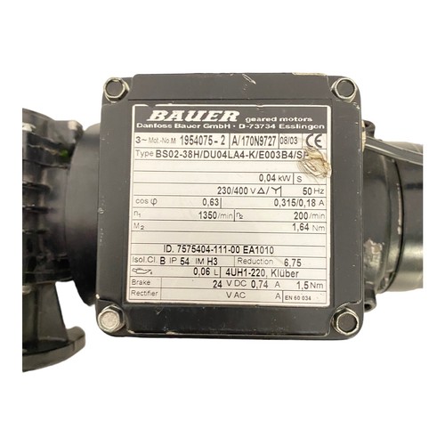 Bauer BS02-38H/DU04LA4-K/E003B4/SP Getriebemotor 230 / 400 V 0,04 kW 50 Hz - Picture 11 of 12