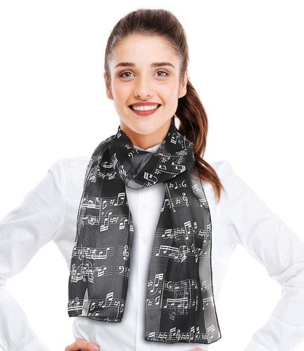 CBC CROWN Fashion Scarf Music Note Theme Lightweight Silk-Feeling, Made In Korea - Picture 2 of 12