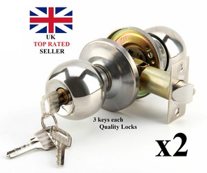 Details About X2 Entrance Privacy Door Knobs Lock Bathroom Bedrooms Latch Stainless Steel Uk