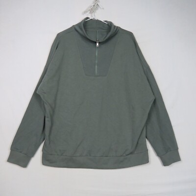 Katies Womens Sweatshirt Large or 14(AU) Khaki 1/4 Zip High Neck Sweater RRP$89