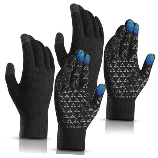 2 Pack Winter Touchscreen Gloves for Cold Weather - Medium Black
