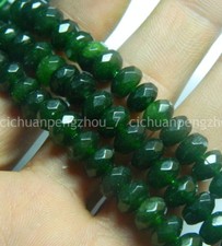 Faceted 5x8mm Dark Green Jade Gemstone Rondelle Loose Beads 15''