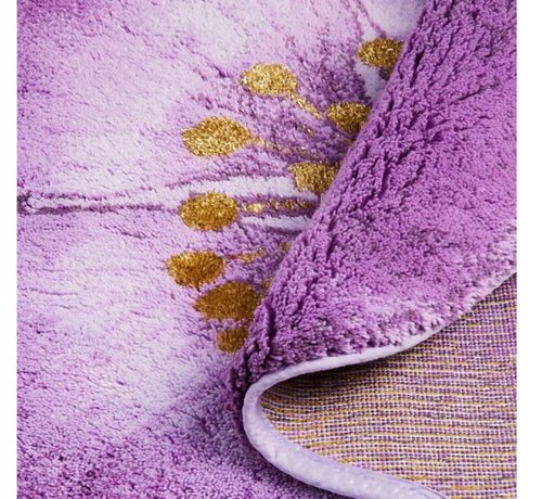 $625 Abyss Heloise Bathmat Round Bath Rug 31" Diameter ~Purple /Gold ~ Portugal - Picture 2 of 2
