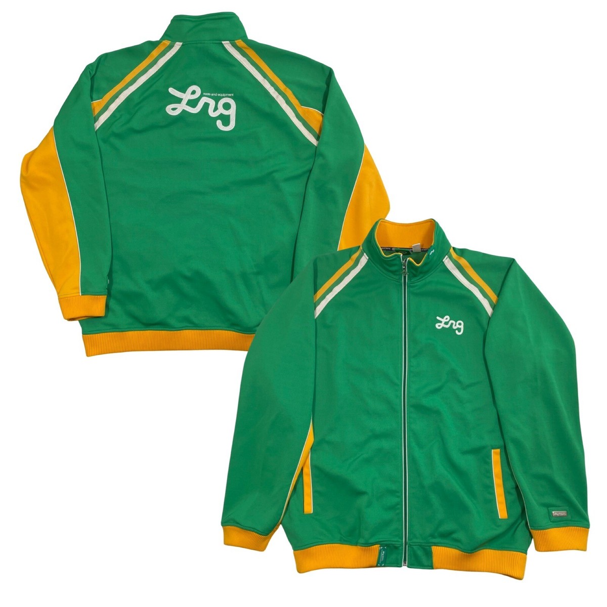Early 2000's LRG Green/Yellow Size 2XL Full Zip Jacket