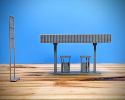 HO-Scale - Gas Pumps - 1:87 Scale Building House