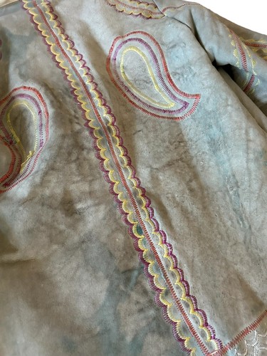 Cappotto Penny Lane Vintage Anni 70 Afgano Shaggy Floreale Ricamato Pelle di Pecora XS/S Hippie - Foto 8 di 16