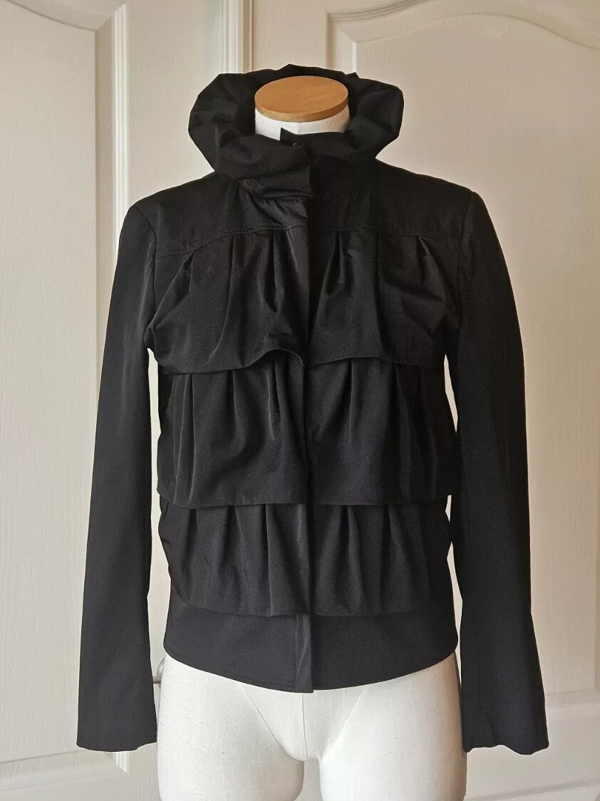DIANE von FURSTENBERG テーラードジャケット ブラック Diane Von Furstenberg Size 10 Black Cupcake Bomber Full Zip