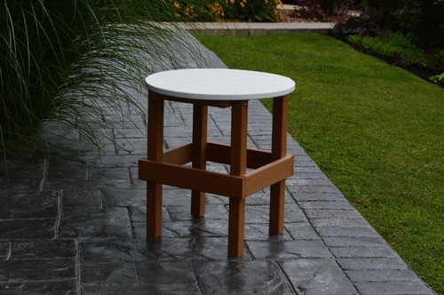 A&L Furniture Co. Amish-Made Round Poly Side Table with White Top - 13 Colors - Picture 2 of 4