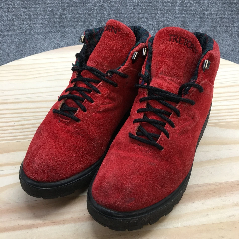 Botas Tretorn para mujer 6.5 B informales con cordones botín al tobillo rojo gamuza cuero planos Foto 3 de 4