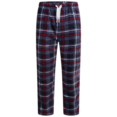 New Mens Plush Fleece Lounge Set Soft Check Pyjamas PJs Nightwear Sleepwear - Picture 10 of 53