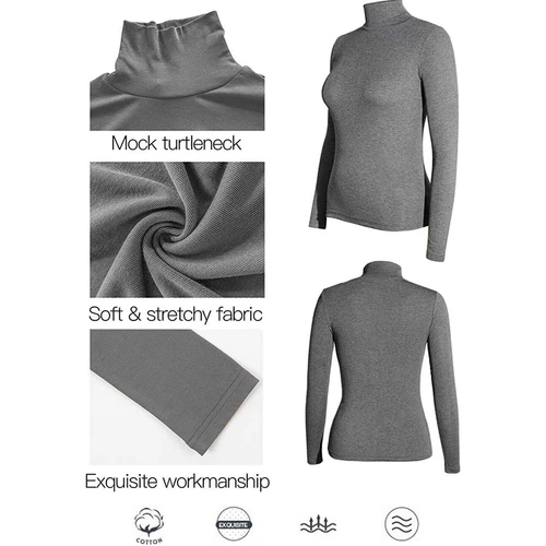 T-Shirt Rollkragenpullover Langarm Lt Gewicht Butter weich Stretch Top Grundschicht - Bild 3 von 21