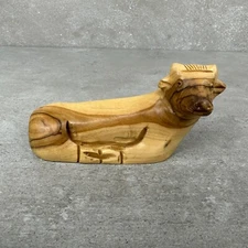 VTG Olive Wood Nativity Manger Figure Figurine Hand Carved Great Graining 4.50"