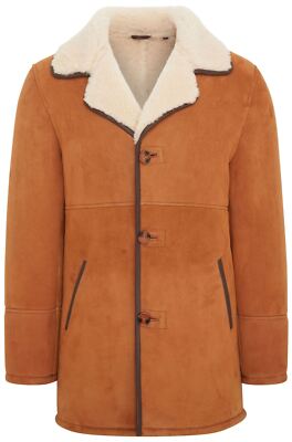 Klassischer hellbrauner Herren Lammfell Leder Auto Mantel echt braun Lammfell Jacke