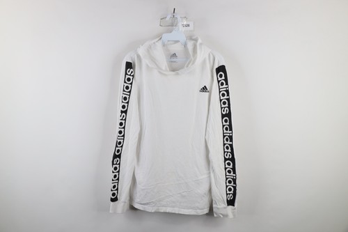 Adidas Boys XL Distressed Spell Out Taped Logo Lightweight Hoodie T-Shirt White