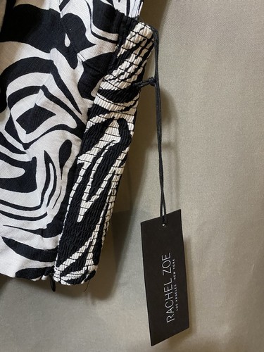 NWT Rachel Zoe Women Sleeveless Square Neck Smocked Crop Top Size XS Black/White - Picture 8 of 11