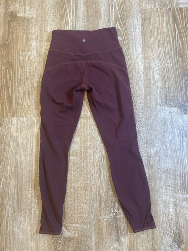 Athleta Capri Leggings XS Maroon Red Cutout Mesh detail butter soft EUC - Picture 5 of 8