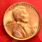 1945-P Lincoln Wheat Cent Penny GEM RED BU From an Original Bank Roll