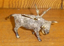 Vintage LSG 925 Sterling Silver Toothpick Holder Fighting Bull - 3.47 oz 98.6 gm