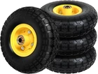 Flat Free 10" Solid Tire & Wheel 4 Pack for Garden Cart, Dolly, Trailer