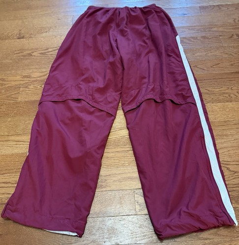 Vintage Nike Track Pants Baggy Y2K Sz XL Wide Leg Striped Maroon Vented Lined - Picture 2 of 9