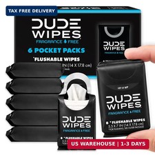 Wipes Unscented Pocket Packs, Adult Flushable Travel Wipes, 48 Count  6 po