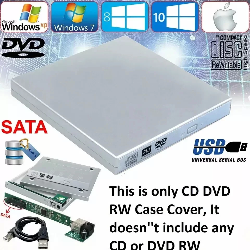 External CD DVD Drive Enclosure – USB to SATA Laptop RW ROM Caddy Case - Image 3 of 4